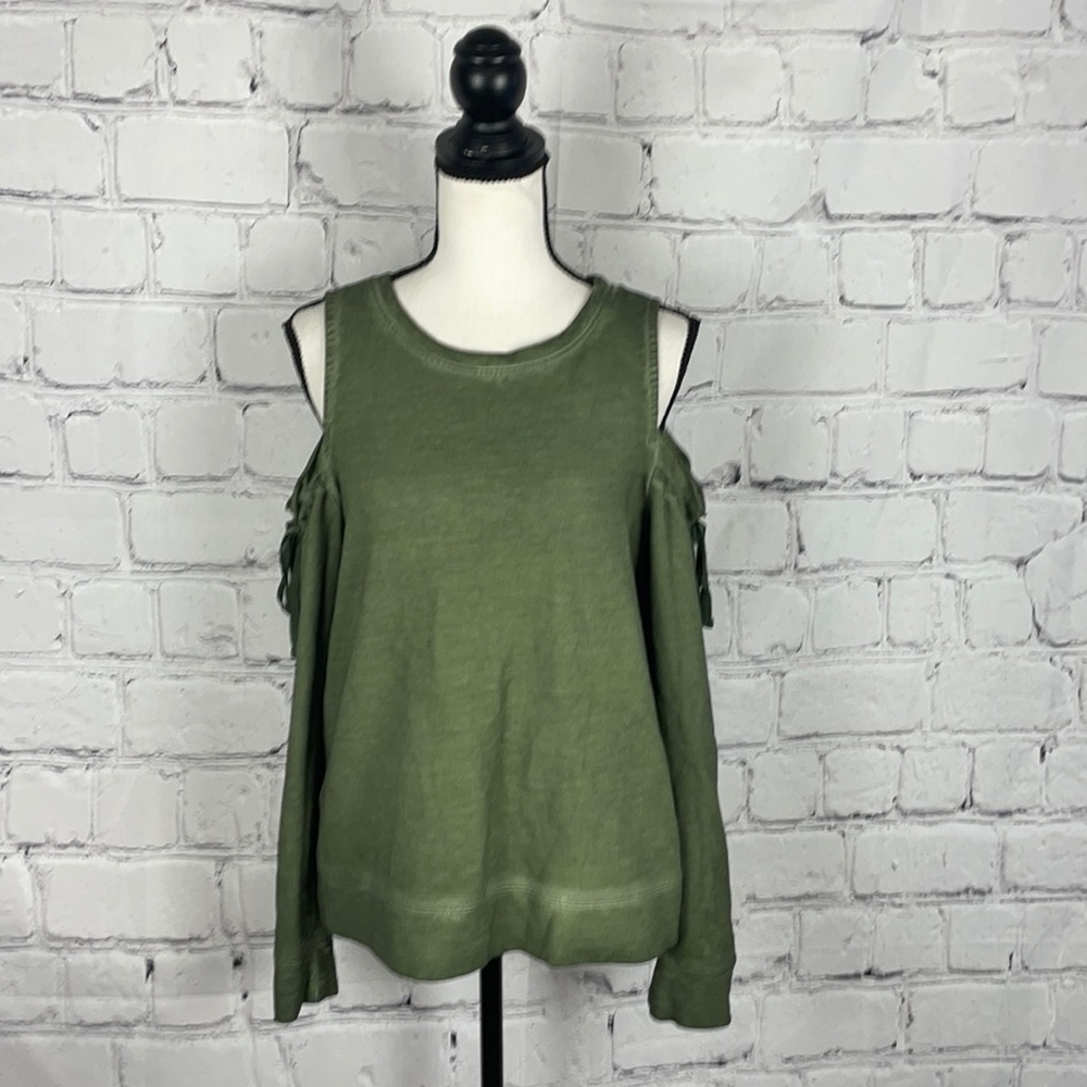 NWOT Sanctuary GREEN Cold Shoulder Sweatshirt XS